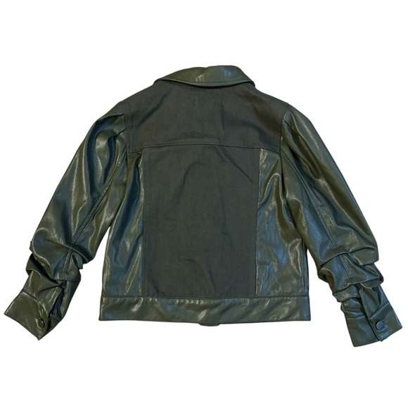 Alice + Olivia Renee Vegan Leather Jacket in Olive Size XS - Picture 3 of 5